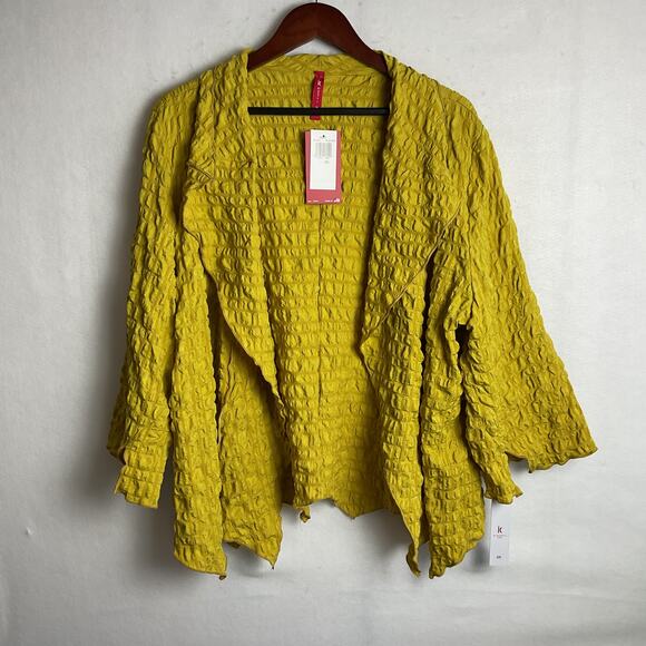 IC by Connie K Crinkle Asymmetric Shawl Mustard Yellow 3XL - Picture 3 of 9
